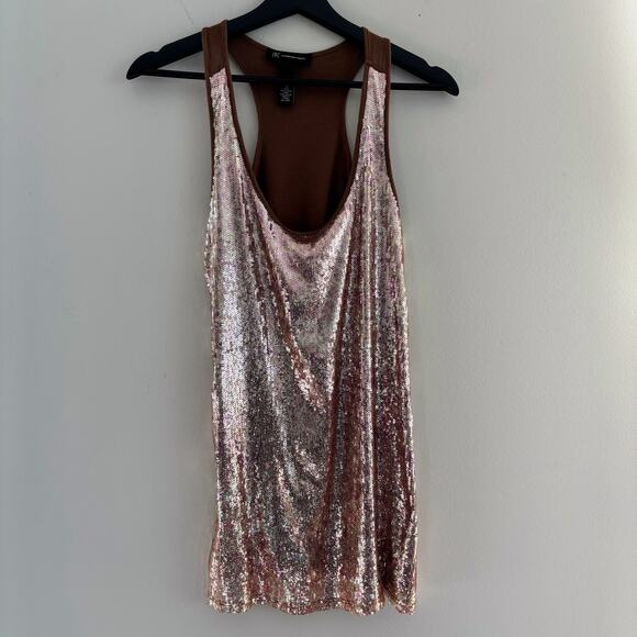 Y2K INC International Concepts Brown Sequin Tank Top Size Medium - Picture 1 of 5